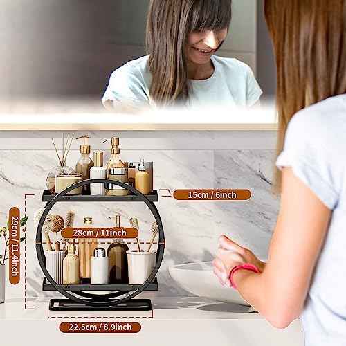 Bathroom Counter Organizer, 2-Tier Black Perfume Organizer Dresser