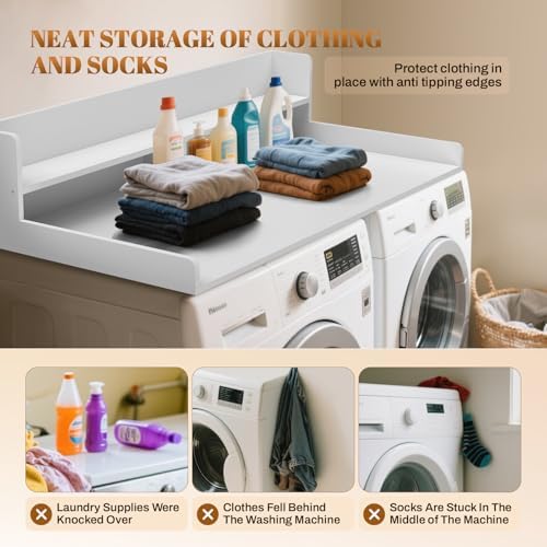 GCCSJ 2-Tier Washer Dryer Countertop 54x27.5" Laundry Machine Topper,White