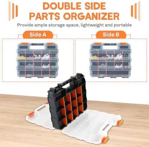 Small Parts Organizer Storage Case Tools Box 34-Compartments