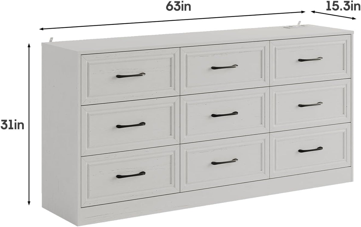 Fameill Dresser for Bedroom, 9 Drawer Wide Dresser Organizer with