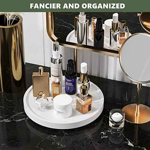 Turntable Vanity Tray, 10 Inch Bamboo Kitchen Sink Countertop