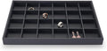 Stackable Jewelry Organizer Tray Premium PU Leather 24 Grid Jewelry Display by Woodten