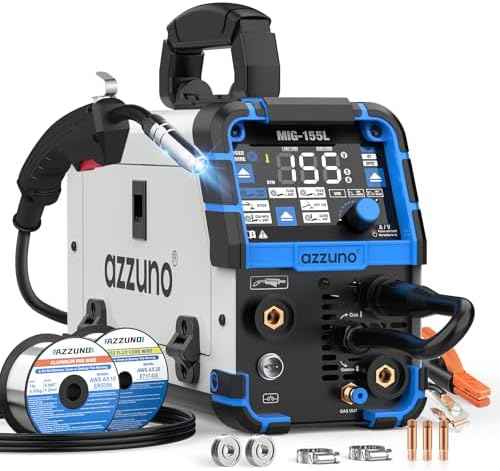 AZZUNO 155A Aluminum MIG Welder, 110V/220V 5-in-1 Wire Feed Welder