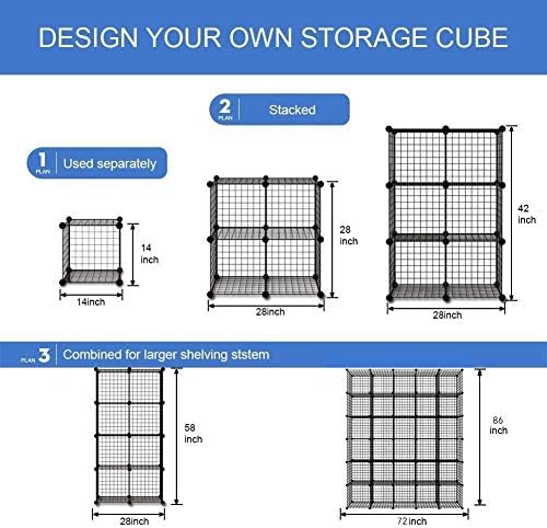 KOUSI 14"x14" Wire Cube Storage, Metal Grid Organizer, 30-Cube Modular Shelving Unit, Stackable Bookcase, Ideal for Living Room, Bedroom, Office, Garage
