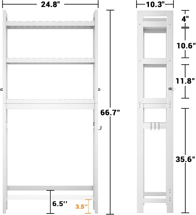 Homykic Over The Toilet Storage, Bamboo Over Toilet Bathroom Organizer Rack - Image 4