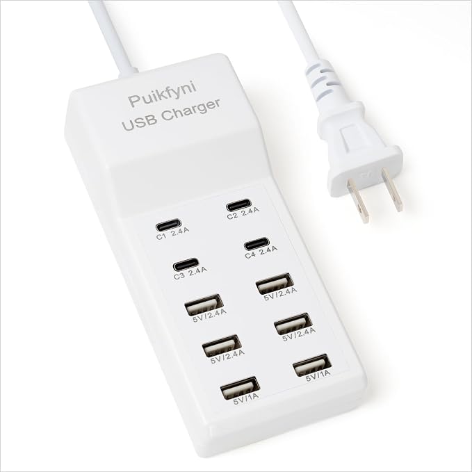 Portable USB C Charging Station, USB-C 4-Ports, USB Charging hub 10-Ports/USB c by Puikfyni