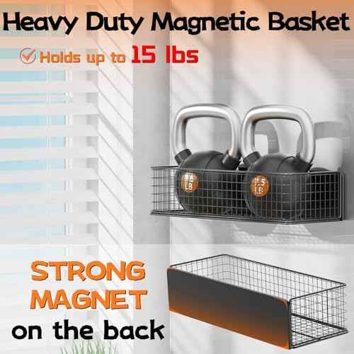 ULIBERMAGNET Magnetic Baskets Fridge Organizers, Large Capacity Metal