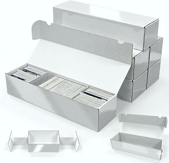 Laminated Trading Card Storage Box, Glossy White Cardboard Collector Box - Image 2