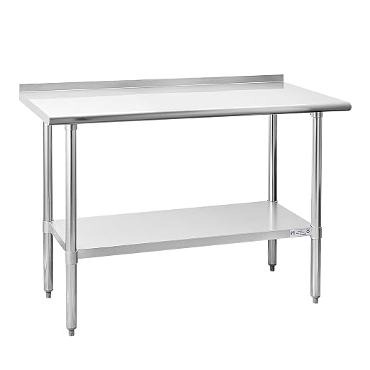 Hally Stainless Steel Table for Prep & Work 24 x 48 Inches, NSF Commercial by HallySinksTablesH