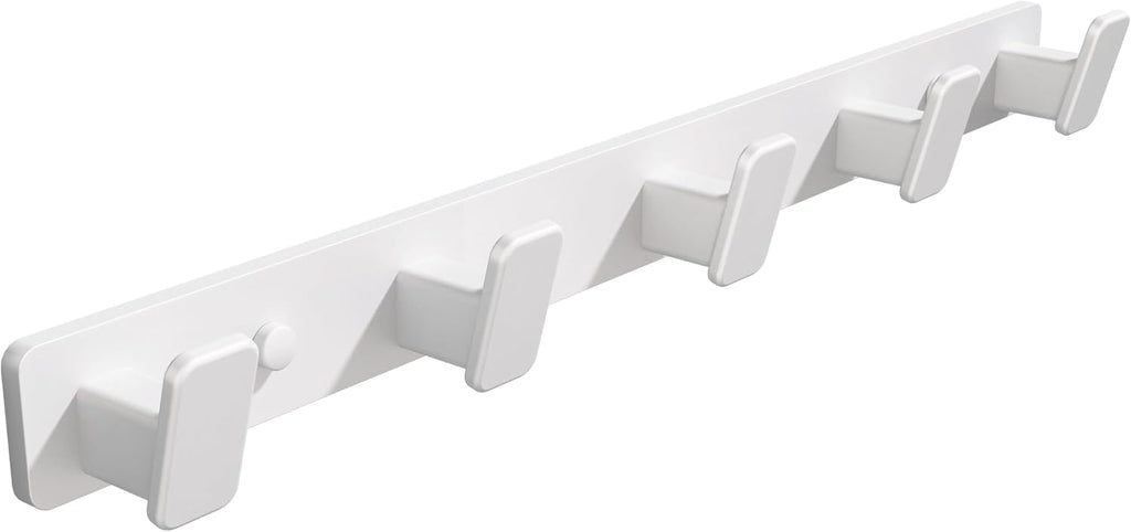 White Coat Rack Wall Hooks for Hanging Heavy Duty Door Hooks with 5