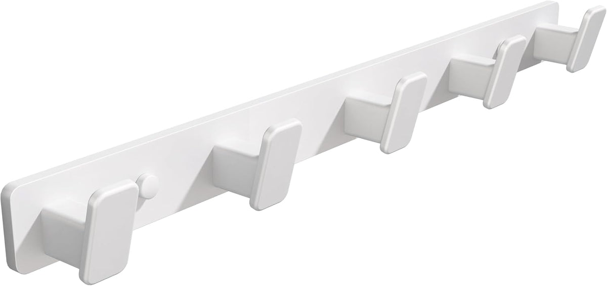 White Coat Rack Wall Hooks for Hanging Heavy Duty Door Hooks with 5