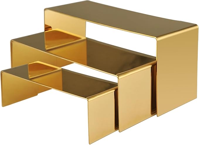 Purse Display Stand, 3 Gold Risers Display Stands Stainless Steel, Heavy Duty by KKAIDIYIN