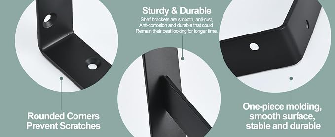8 Pack L11 x H 8" Black Heavy Duty Shelf Brackets - Image 8