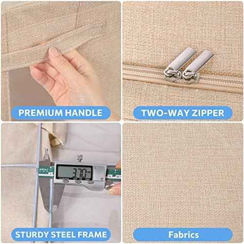 CYhom 3Pack Foldable Storage Bins - Frame Storage Box Linen Fabric