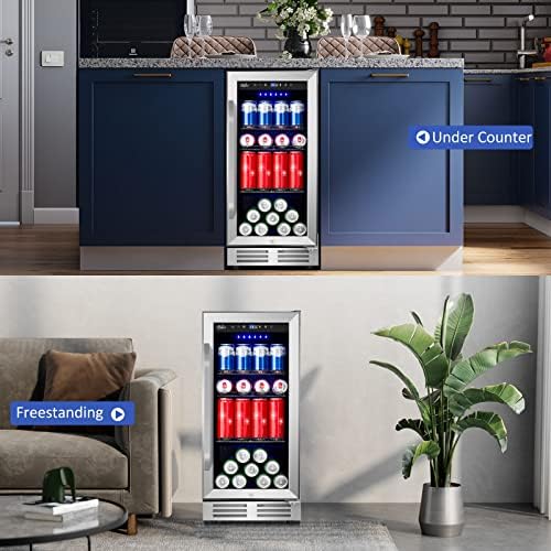 Velivi 15 Inch Beverage Refrigerator and Cooler - 125Cans Capacity