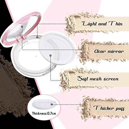 Cunhill 2 Pcs 0.17 oz Loose Powder Container with Puff, Pink, Silver