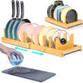 [Adjustable] Bamboo Pots and Pans Organizer Under Cabinet - Diatomite Base