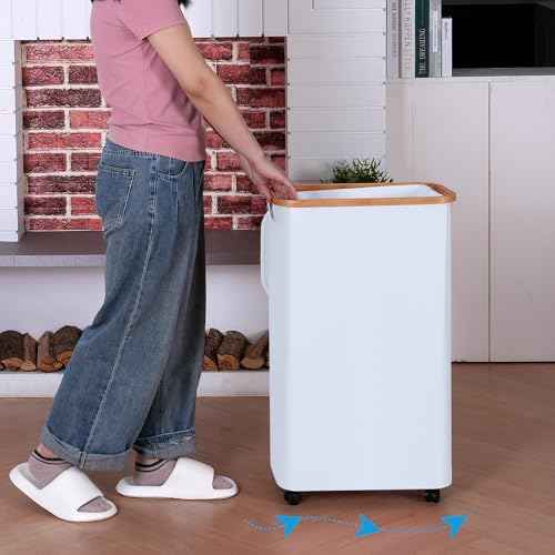 Laundry Basket with Wheels, 75L(20 Gal) Clothes Hamper for Laundry, Laundry Hamper with Lid and Inner Bag, for Laundry Room, Bedroom, Dormitory Storage,White