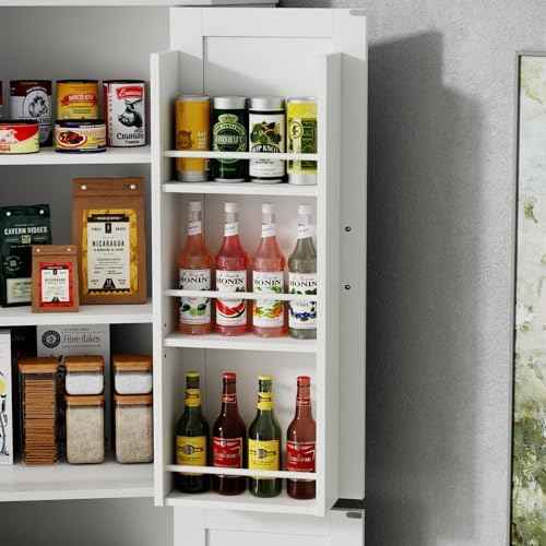 71" Tall Corner Cabinet,Kitchen Pantry Storage Cabinet with Doors & Shelves