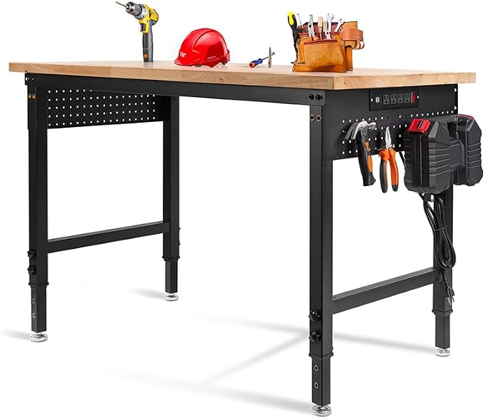 48" L×24”W Adjustable Workbench, 28”-40”Heights Heavy Duty Table 2000 LBS Load by MUWOOD