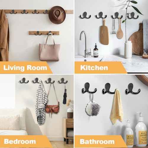 CBWLWJ 10 Pack Coat Hooks Wall Hooks for Hanging, Heavy Duty Double