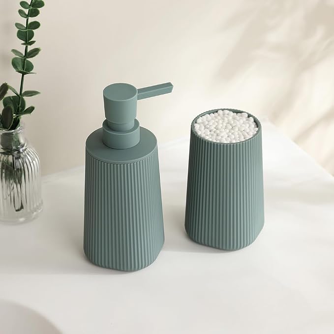 Bathroom Accessories 2 Piece Soap Dispenser and Toothbrush Holder Set Striped - Image 4