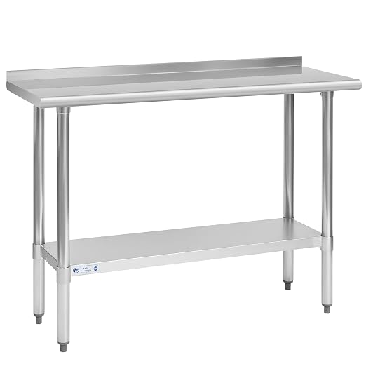Hally Stainless Steel Table for Prep & Work 18 x 48 Inches, NSF Commercial by HallySinksTablesH