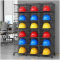 Stackable Safety Helmet Storage Boxes Large Adjustable Hard Hat Placement Rack with Wheels for Construction Site/Workshop/Factory - Multifunctional Safety Helmet/Helmet Display Shelf (3 * 6)