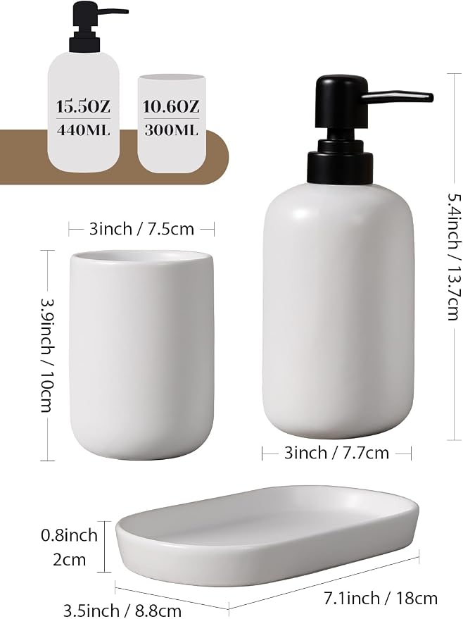 INGOFIN 3 Pcs Ceramic Bathroom Accessory Set - Image 2
