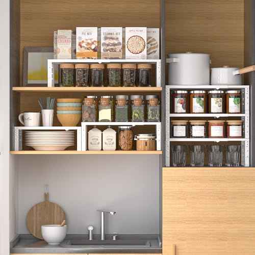 Expandable,Adjustable & Stackable Spice Rack, Cabinet Kitchen
