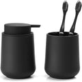 Matte Black Bathroom Accessories 2 Piece Set Plastic Soap Dispenser and by KellyHome