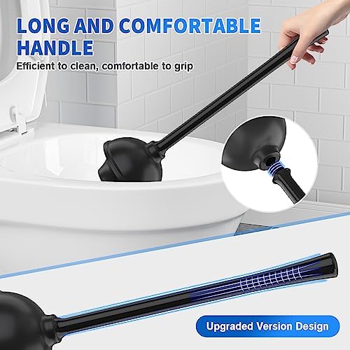 LOVLOY Toilet Plunger and Brush, Bowl Brush and Heavy Duty Toilet Plunger Set with Ventilated Holder, 2-in-1 Toilet Brush and Plunger Combo for 5.3-inch Toilet Drain Bathroom Cleaning (Black)