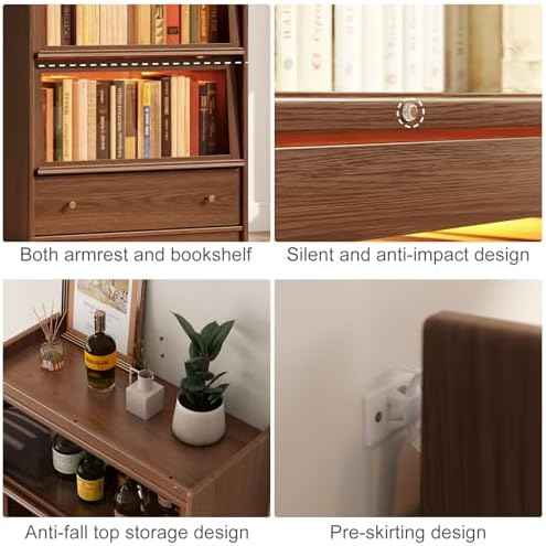 AQIMUELE Solid Wood Bookcase - 5-Tier Book case with 3 Color LED