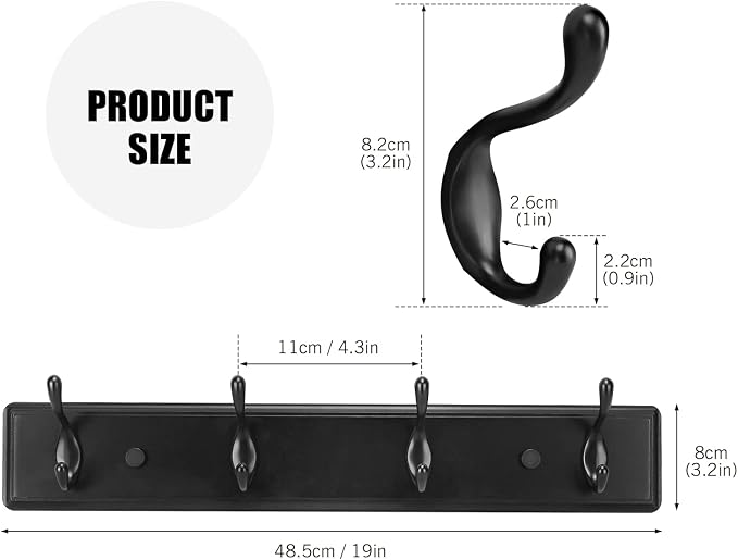 Wooden Coat Rack, Wall-Mounted Organizer - Image 2