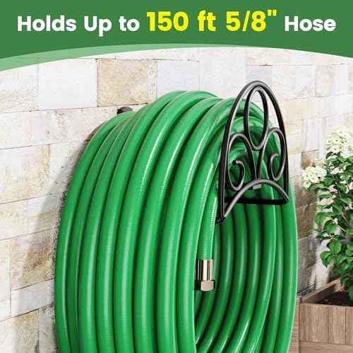 Metal Garden Hose Holder - Wall Mounted Water Hose Holder - Hose Hanger Heavy Duty for Water Hose Extension Cords Vacuum Hose