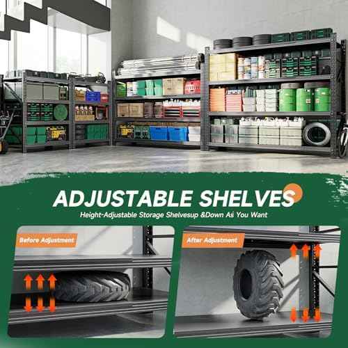 Letaya 4000LBS Storage Shelves Heavy Duty,60" W Garage Shelving Units, 4 Tier Adjustable Utility Rack Shelf,Large Metal Industrial Shelves,for Shop,Warehouse,Basement,Black (60" W x 24" D x 70" H)