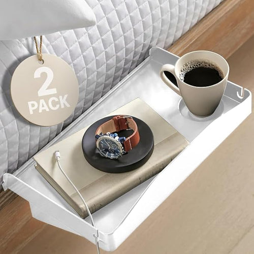 2 Count Bedside Organizer for Bed – Clip On Tray by ModernInnovations