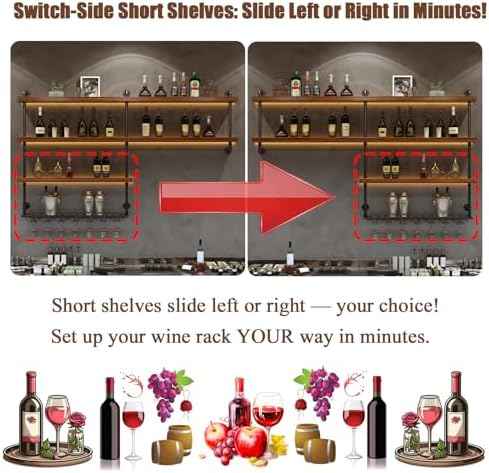 Solid Wood LED Wall Mounted Wine Rack (31.5 in/ 80CM)