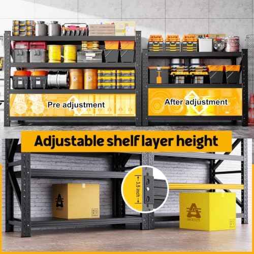 5000LBS Heavy Duty Storage Shelves, 4 Tier Garage Shelving Metal Shelving Unit,Adjustable Heavy Duty Shelving for Garage, Basement, Warehouse, Storage Room,