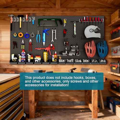 12 Pack 12-Inch X 24-Inch Metal Pegboard Wall Panels, Peg Boards for Garage Tool Storage (Black)