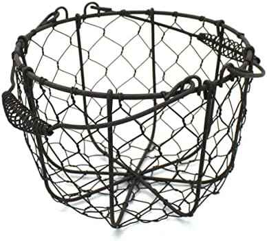 CVHOMEDECO. Round Chicken Wire Egg Basket Fruit Basket with Swing