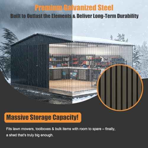 MNLR 12x14 FT Outdoor Storage Shed, Large Metal Garden Shed
