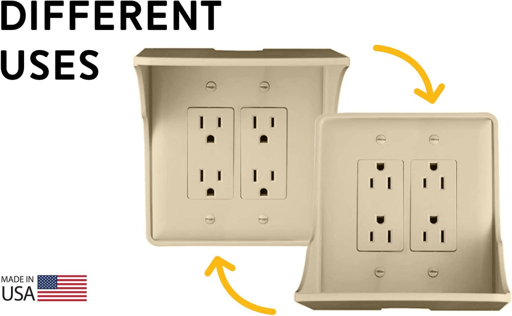 Power Perch Double Outlet Shelf (Almond, 2 Pack)