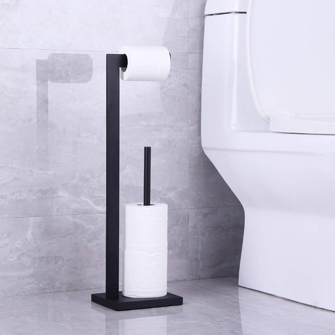 Matte Black Toilet Paper Holder Stand Toilet Paper Roll Holder - Image 3