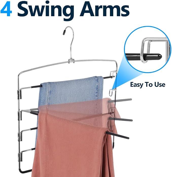 Pants Hangers 3 Pieces, 5 Tier Closet Organizers and Storage Clothes Hanger - Image 2