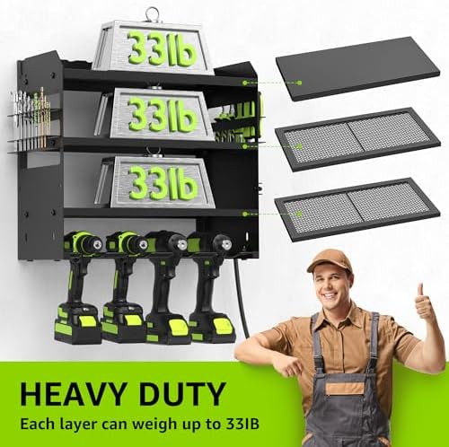 HUPBIPY Modular Power Tool Organizer Wall Mount Drill Holder Garage Shelf
