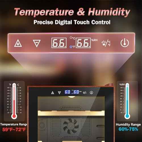 Cigar Humidor with Leather-50L Cooling & Heating Electric Humidor Cabinet, Smart Touch Control Humidity & Temper, Cigar Humidors wtih Spanish Cedar Wood, Digital Display, Safety Lock,Gift for Men