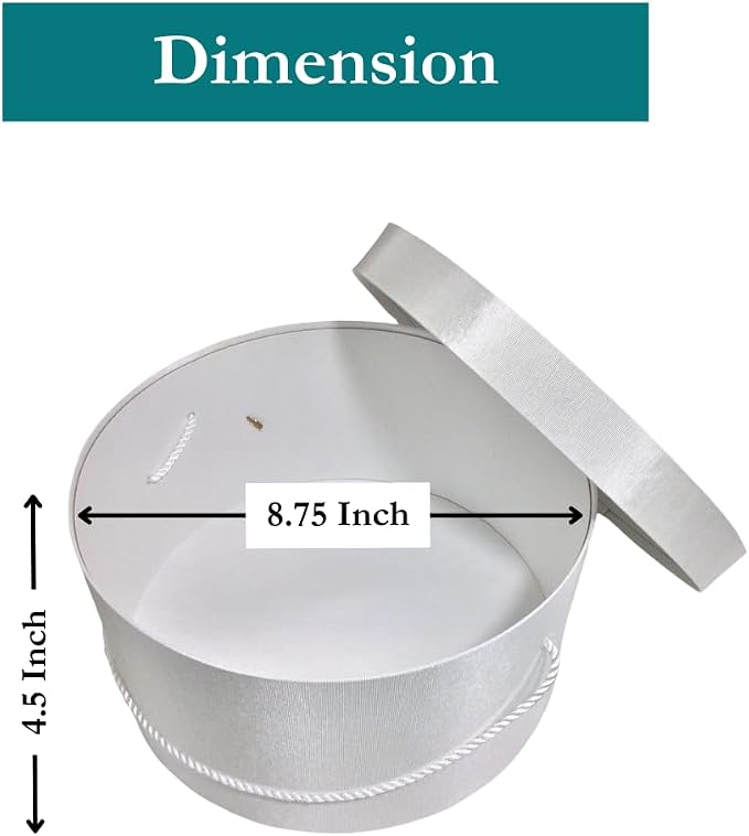 Sarah's Hat Boxes Classic White Hat Box – 8.75" x 4.5" Handmade in USA – - Image 3