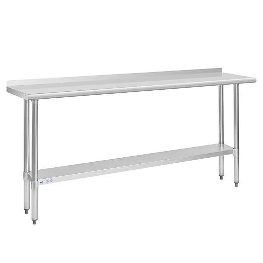 Hally Stainless Steel Table for Prep & Work 14 x 72 Inches, NSF Commercial by HallySinksTablesH