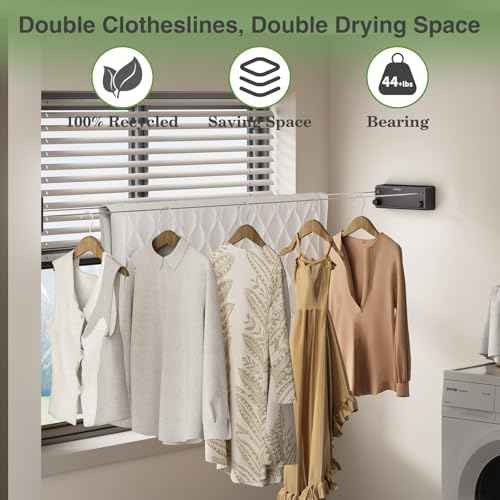 Danpoo Retractable Clothesline Outdoor Heavy Duty, 2x13.8ft Stainless